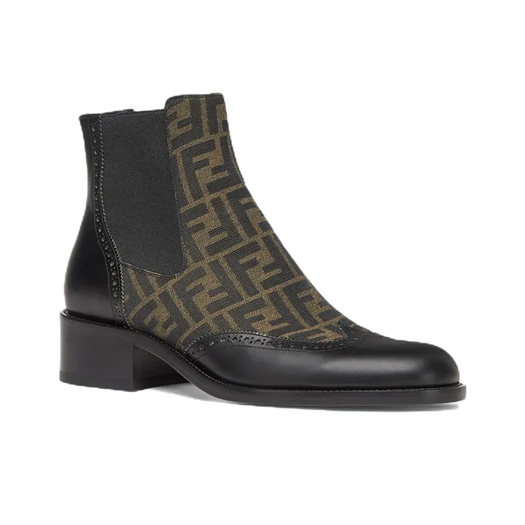 FENDI Monogram-pattern Leather Ankle Boots-2