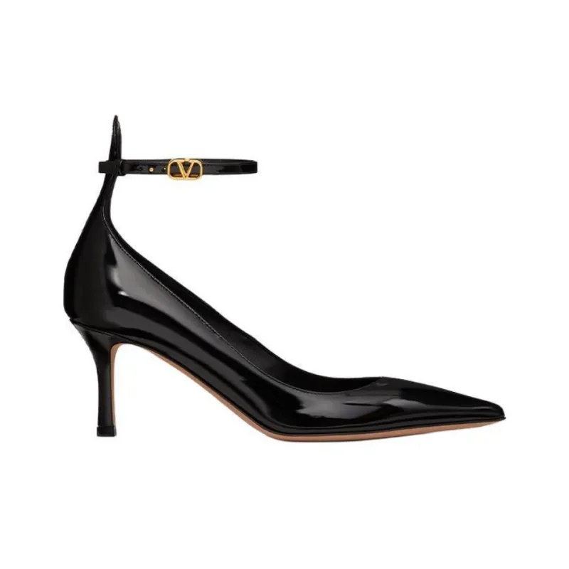 Valentino Tan Go Slim Heel High Heels 7cm Women's Black-1