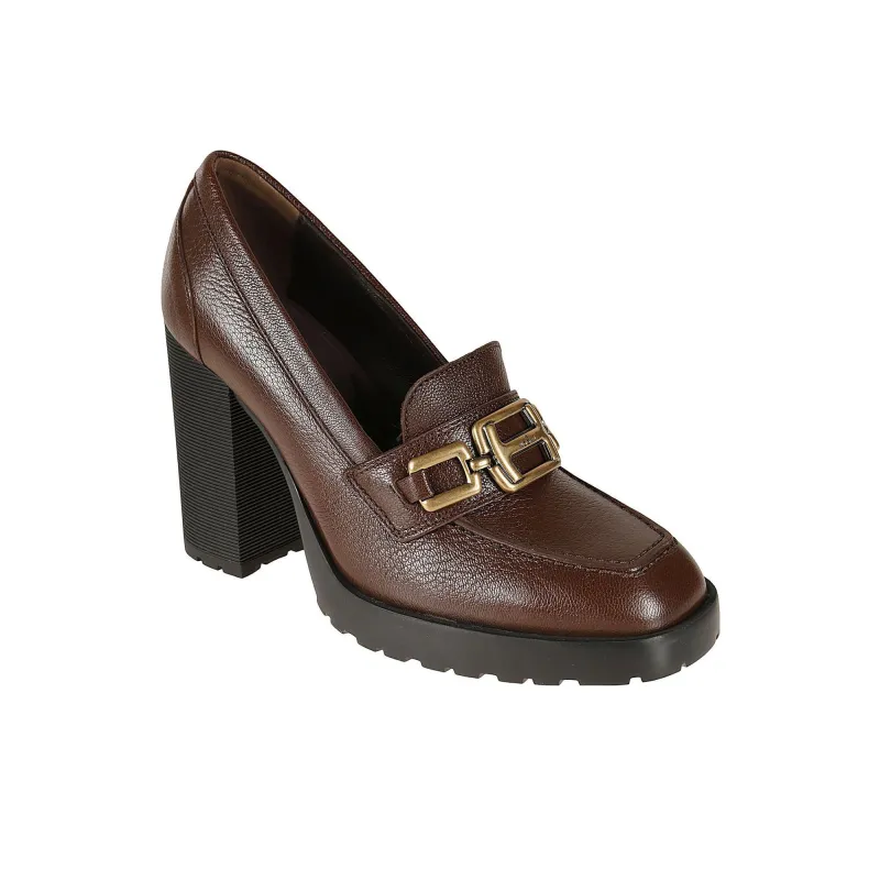 HOGAN H623 Chunky Heel High Heels 10cm Women's Brown-1