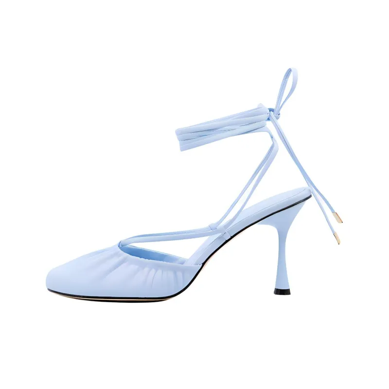 STUDIO AMELIA Ronde Slim Heel High Heels 9cm Women's Blue-0