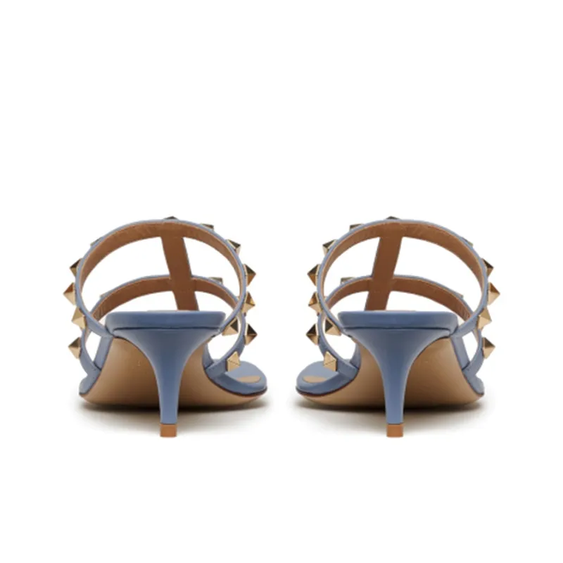 Valentino Rockstud Slim Heel High Heels 5cm Women's Blue-4