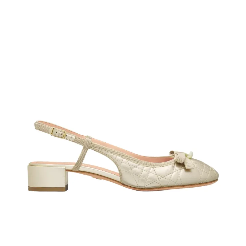 DIOR Chunky Heel High Heels 3cm Women's Gold-1