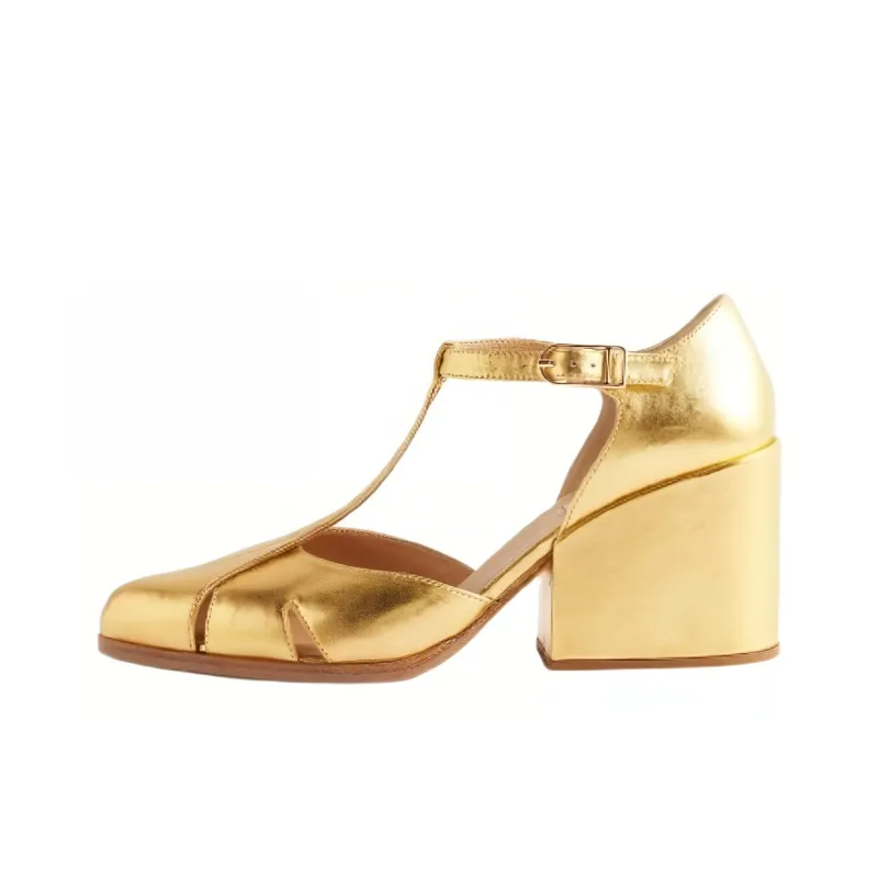 GABRIELA HEARST Chunky Heel High Heels 8cm Women's Gold-0