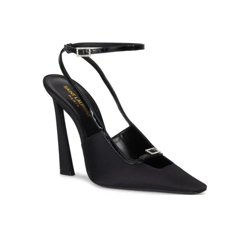 SAINT LAURENT Chunky Heel High Heels 11cm Women's Black-2