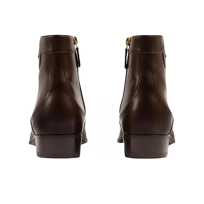 GUCCI Ankle Boot 'Logo Embellished Cocoa'-3