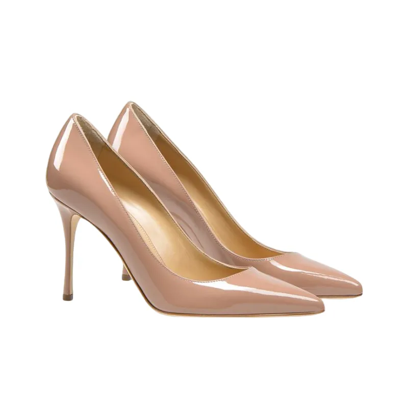 SERGIO ROSSI Godiva Slim Heel High Heels 9cm Women's Nude-2
