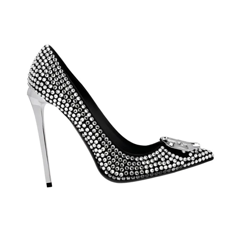 PHILIPP PLEIN Decollete Slim Heel High Heels 12cm Women's Silver-1