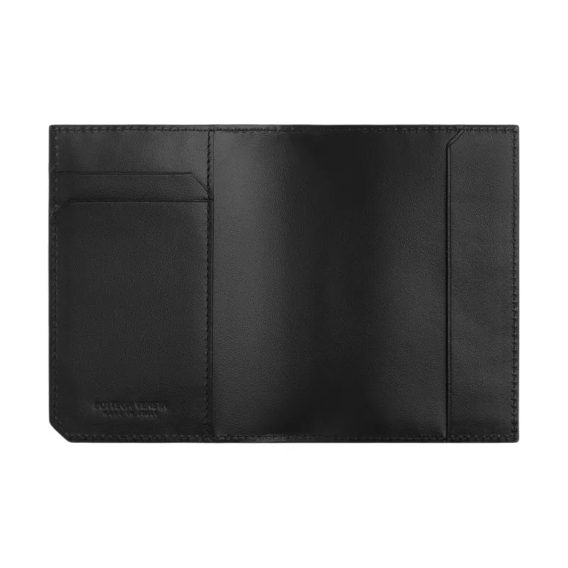 Bottega Veneta Intrecciato Calfskin Passport Holder Men's Black-2