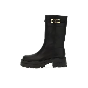 SERGIO ROSSI Nora Buckle Detailed Round Toe Boots Women's