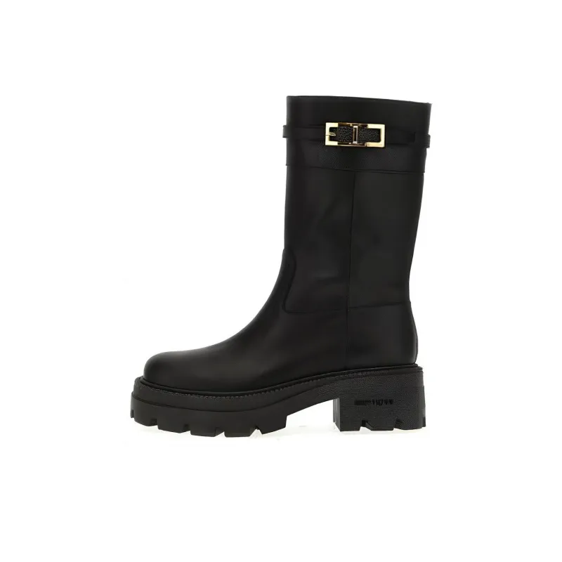 SERGIO ROSSI Nora Buckle Detailed Round Toe Boots Women's-0
