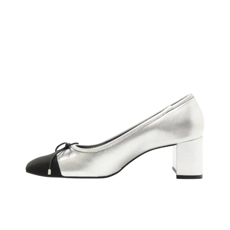 Schutz Arissa Block Chunky Heel High Heels 6.3cm Women's Black Silver-0