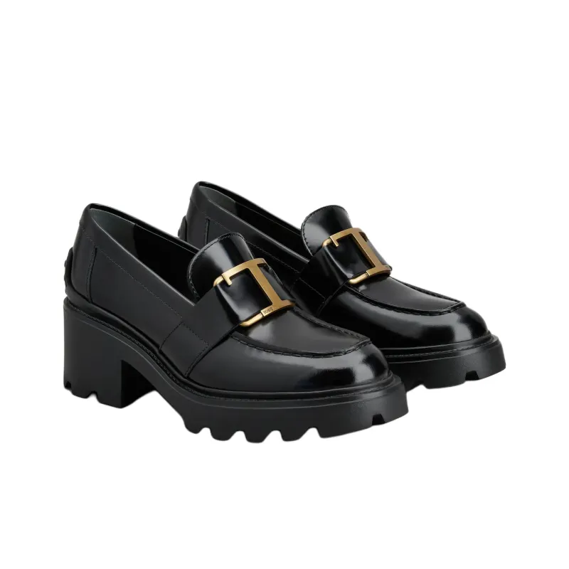 TOD'S T Plaque Block Heel Loafers Women's-2