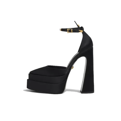 VERSACE Aevitas 160mm Pointy Platform Pumps Black Satin