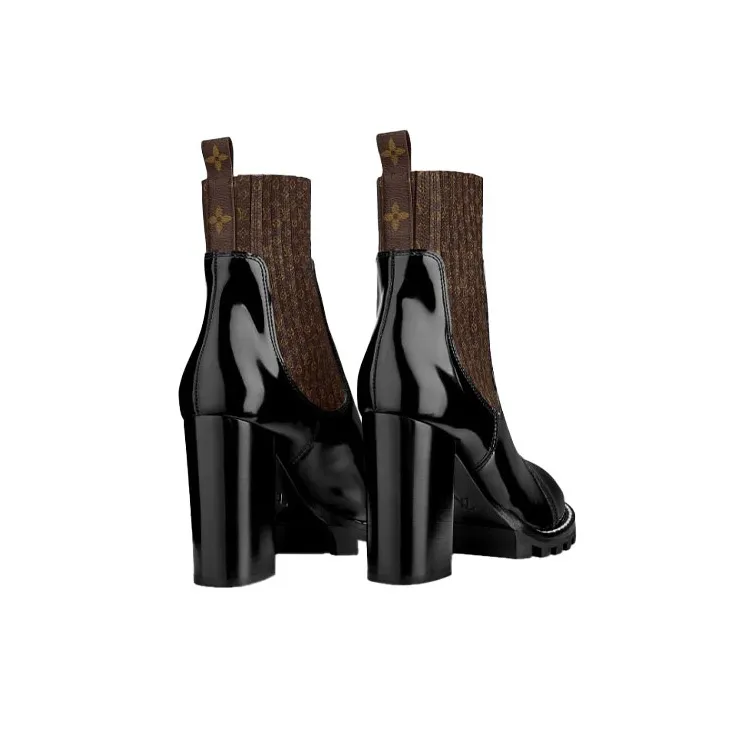 LOUIS VUITTON Star Trail Ankle Boots 8.5cm Women's Black-4