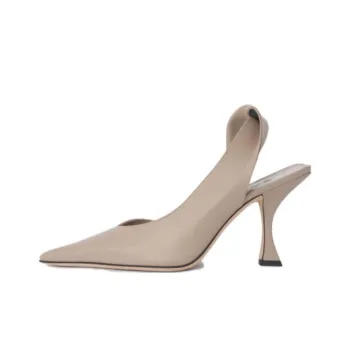 By Far Yasha Chunky Heel High Heels 9cm Women's Taupe Gray