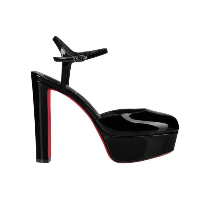 CL LUBOTING Loo Chunky Heel High Heels 13cm Women's Black-1