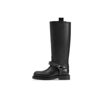 Burberry Women's Leather Saddle Tall Boot 'Black' Women's