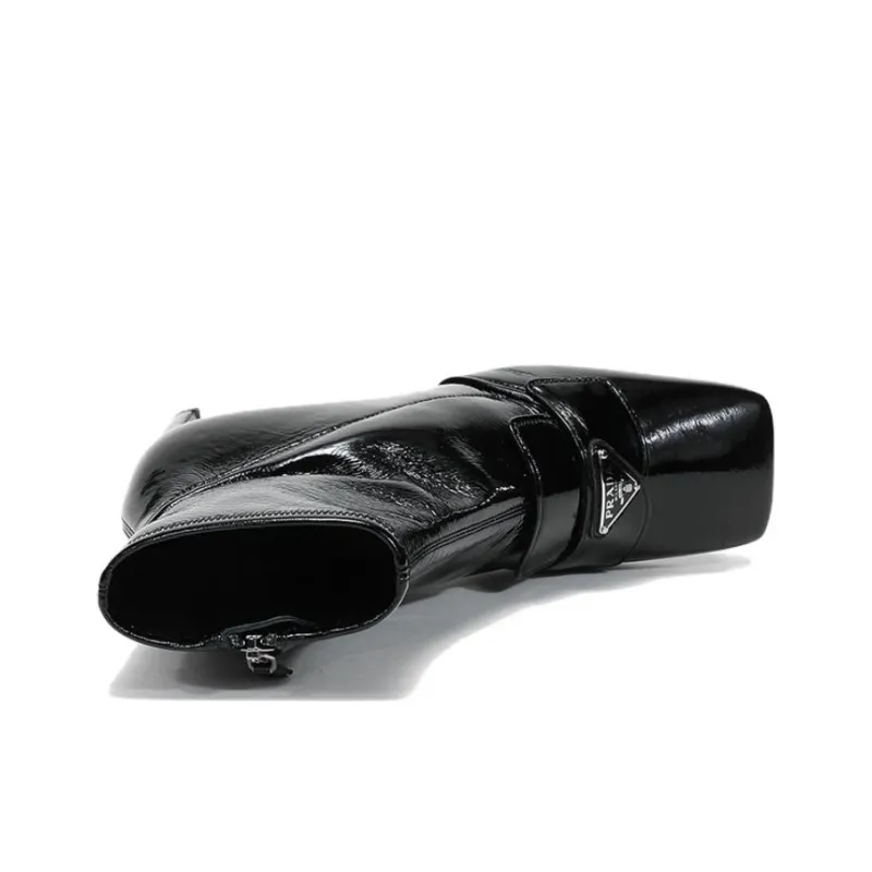 PRADA Technical Patent Leather Boots 'Black' Women's-4