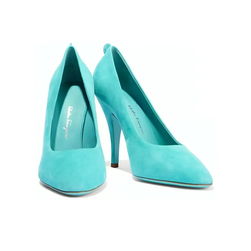 FERRAGAMO Slim Heel High Heels 8.5cm Women's Blue-2