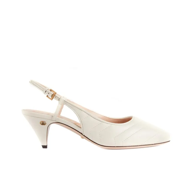 GUCCI GG Matelassé Cone Heel High Heels 7.5cm Women's Ecru-1