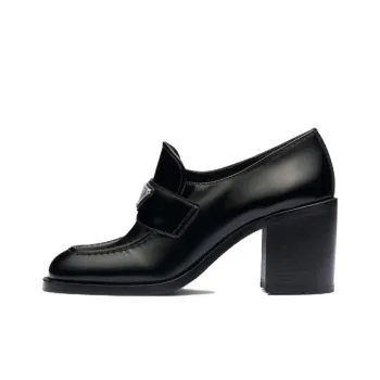 PRADA Brushed Leather High heel Loafers 'Black' Women's