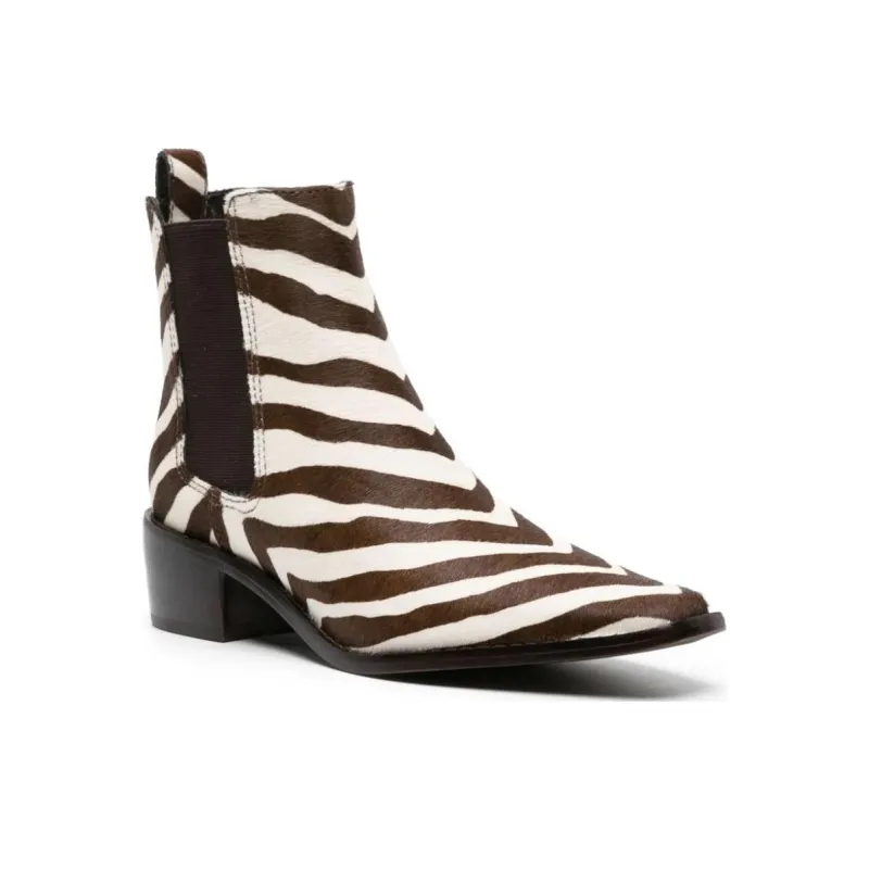 TORY BURCH Zebra-print Leather Boots-2