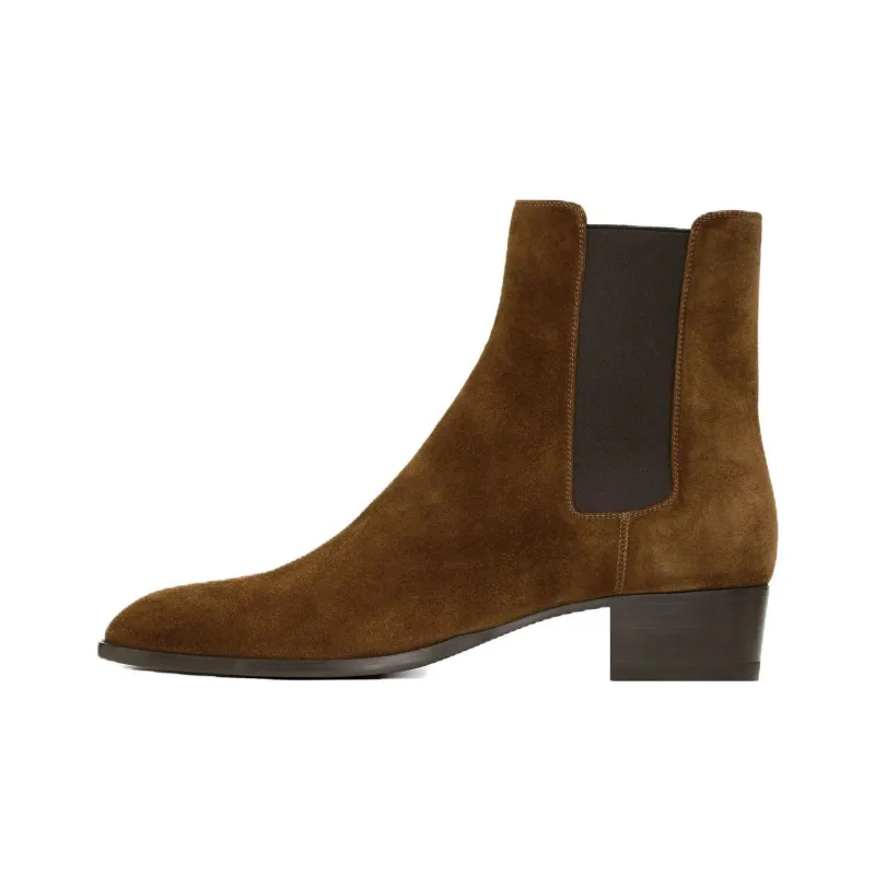 SAINT LAURENT Wyatt Round Toe Ankle Boots-0