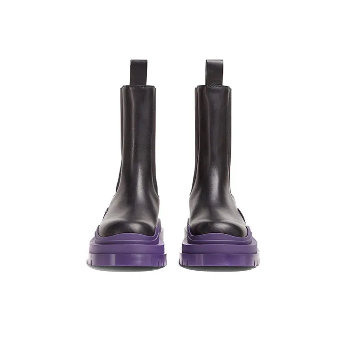 Bottega Veneta Tire Chelsea Boots Men's Black Purple-3