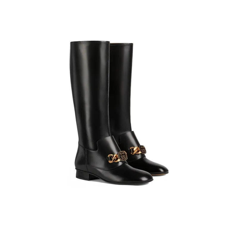 GUCCI Knee high Boots Women's Black-2