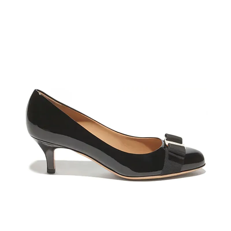 FERRAGAMO Carla Cone Heel High Heels Women's Black-2