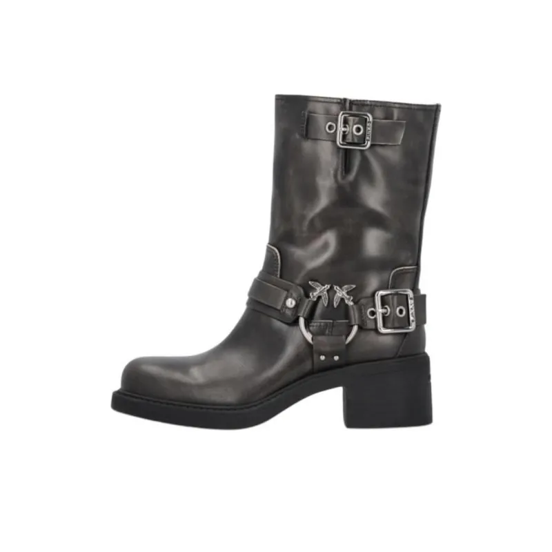 PINKO Love Birds Buckle Ankle Boots Women's-0