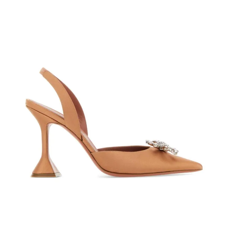 AMINA MUADDI Begum 95mm Satin Sling Nude-1