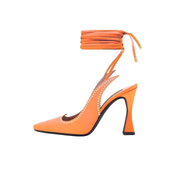Les Petits Joueurs Taya Spool Heel High Heels 10cm Women's Orange
