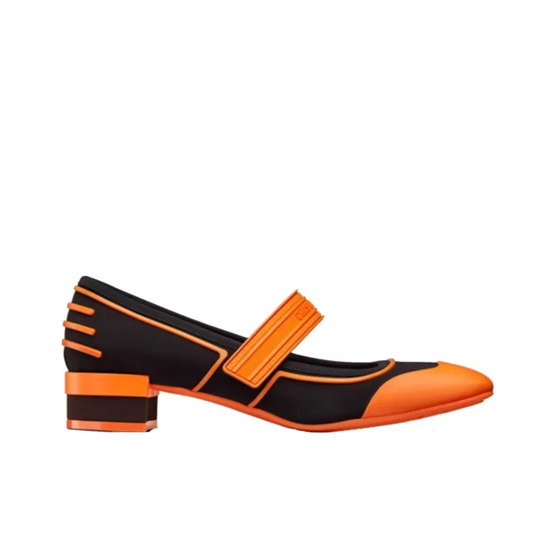 DIOR Roller Chunky Heel High Heels 3.5cm Women's Orange-1