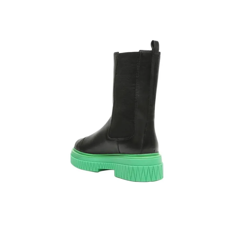 Schutz Short Chelsea Boots 5cm Women's Black Green-3