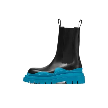 Bottega Veneta Tire Boot High Black Amalfi Blue