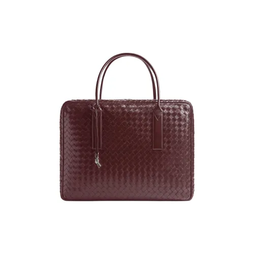 Bottega Veneta Intrecciato Calfskin Briefcase Large Size Men's Rhubarb Brown