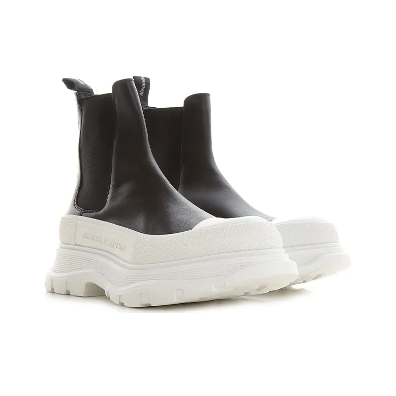Alexander McQueen Tread Slick Chelsea Boot Black White-2