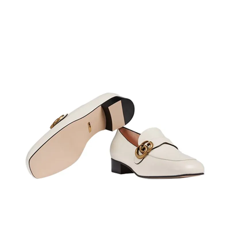 GUCCI Double G Block Heel High Heels Women's White-4