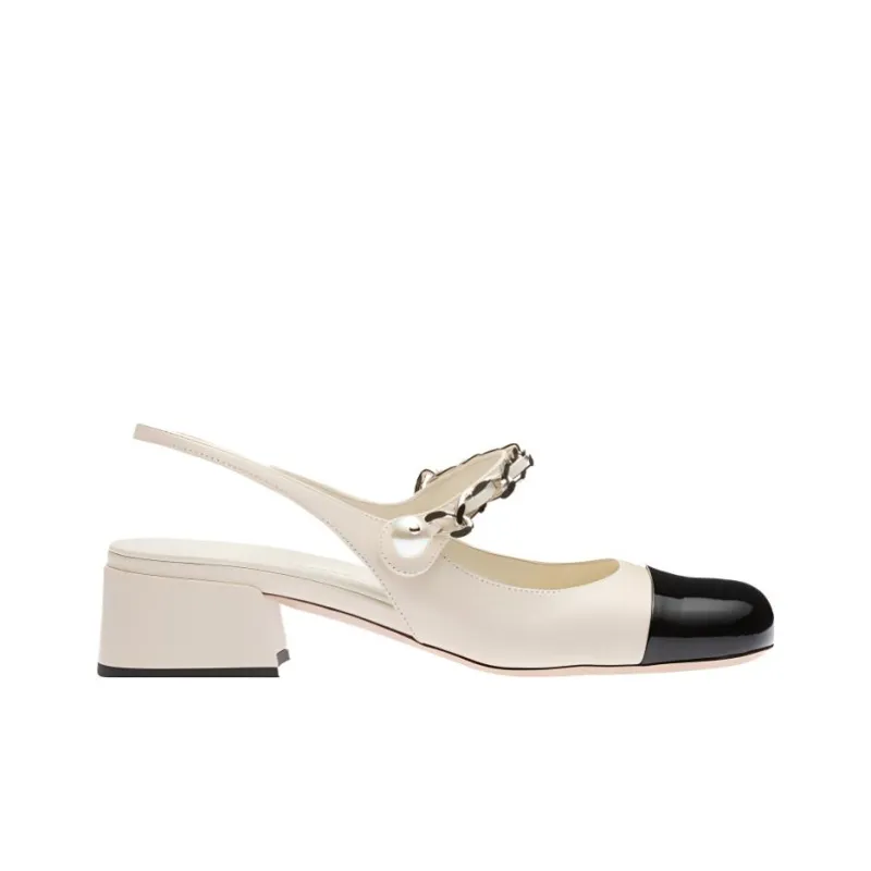 MIU MIU Block Heel High Heels Women's Ivory-1