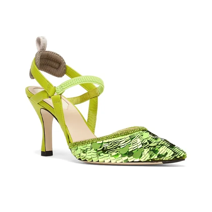 FENDI Slim Heel High Heels 8.5cm Women's Green-2