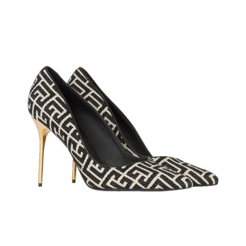 BALMAIN Slim Heel High Heels 9.5cm Women's Black-2