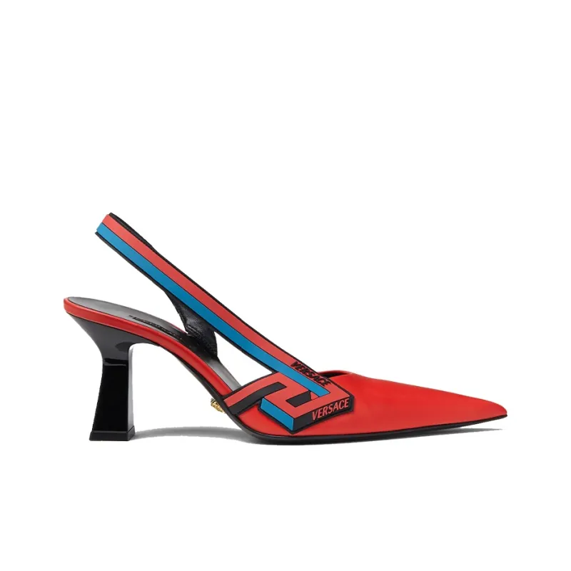 VERSACE La Greca High Heels Women's Low-Top Red-1