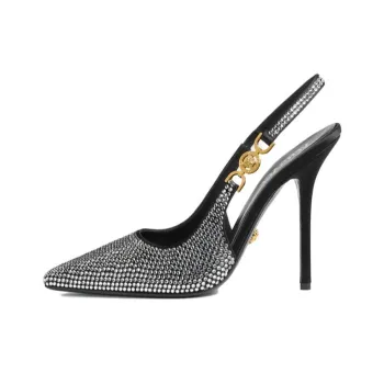 VERSACE Crystal-embellished Medusa 95' Slingback Pumps