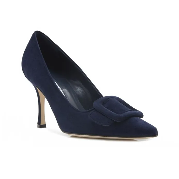 MANOLO BLAHNIK Slim Heel High Heels 9cm Women's Dark Blue-2