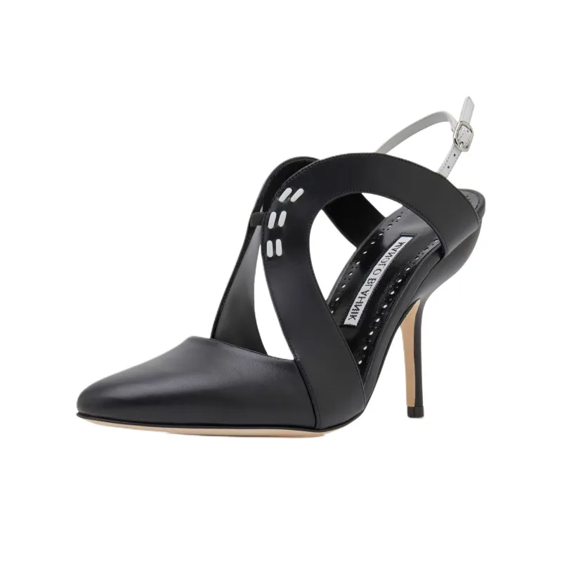 MANOLO BLAHNIK Jijara Slim Heel High Heels 10.5cm Women's Black-2