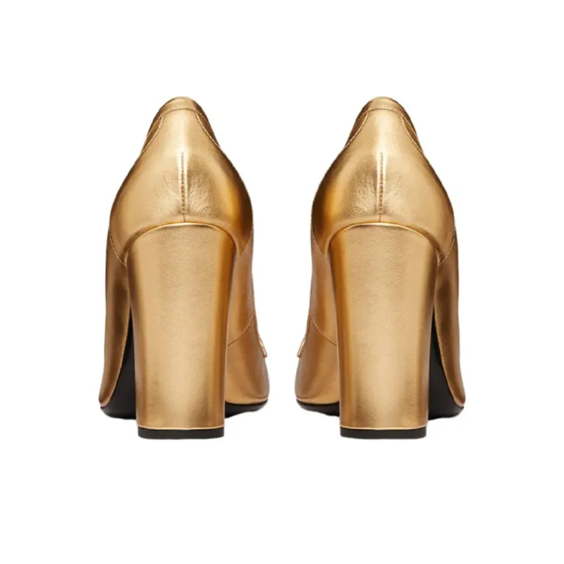 Valentino VLogo Chain Linked Square Toe Pumps-4