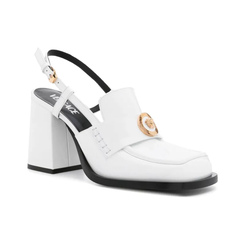 VERSACE 85mm Slingback Loafer Pumps-1