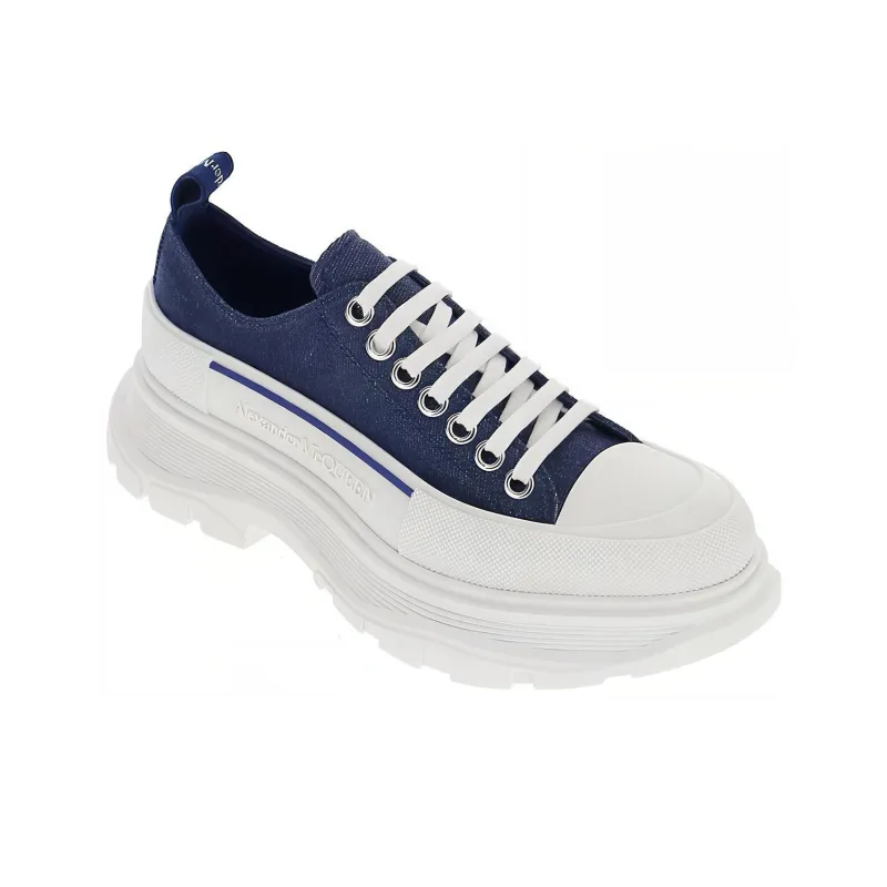 Alexander McQueen Tread Slick Lace Up Sneakers 'Blue Denim' Women's-3