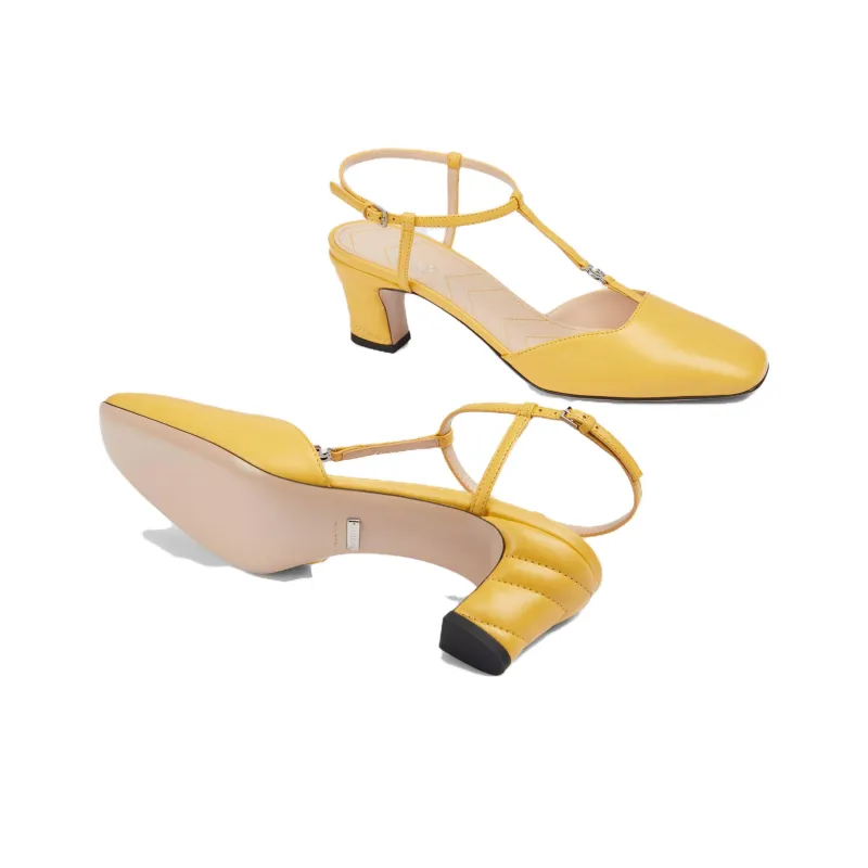 GUCCI PETITE GG Spool Heel High Heels 5.5cm Women's Yellow-5